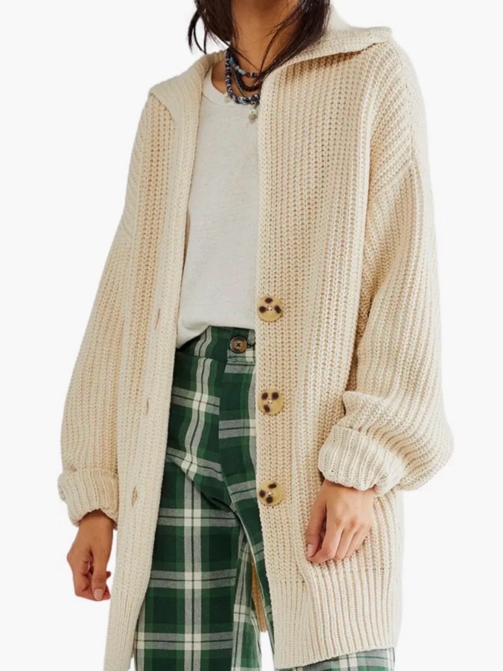Free people, oversized, red cardigan, chunky knit XL - Picture 8 of 11